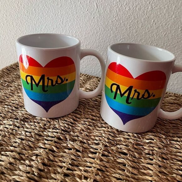 Rock Paper Scissors Mrs Mrs Rainbow Pride Mug Set - Picture 10 of 11